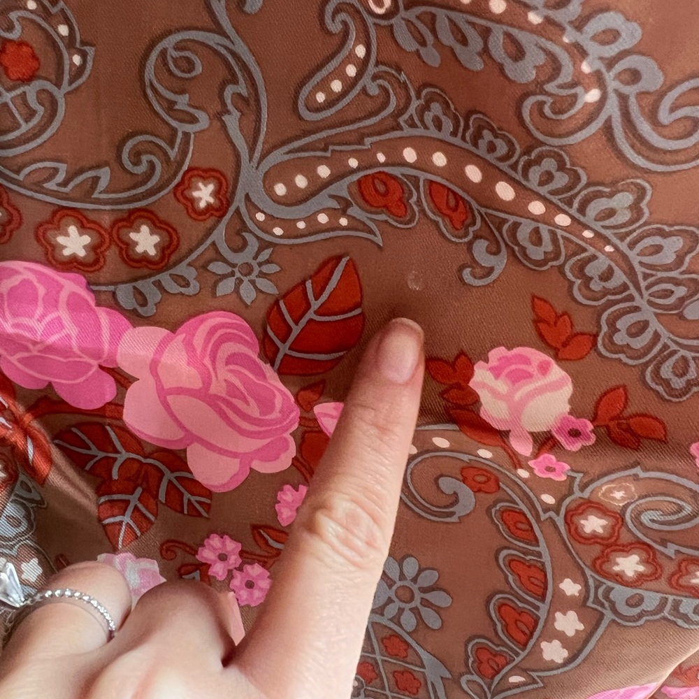 Givenchy Silk Pink and Brown Floral Scarf - Picture 5 of 9